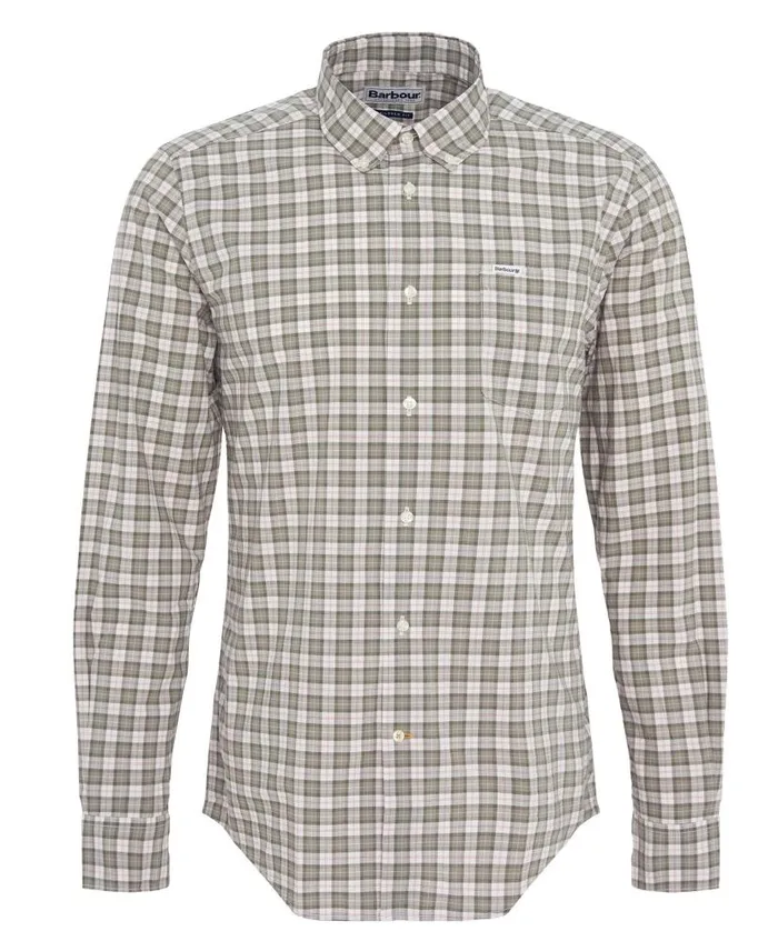 Lomond Tailored LongSleeved Shirt Glenmore Olive Tartan Men Barbour Shirts