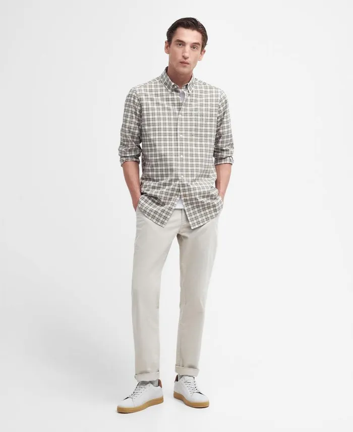 Lomond Tailored LongSleeved Shirt Glenmore Olive Tartan Men Barbour Shirts