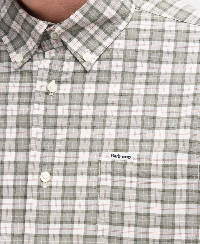 Lomond Tailored LongSleeved Shirt Glenmore Olive Tartan Men Barbour Shirts
