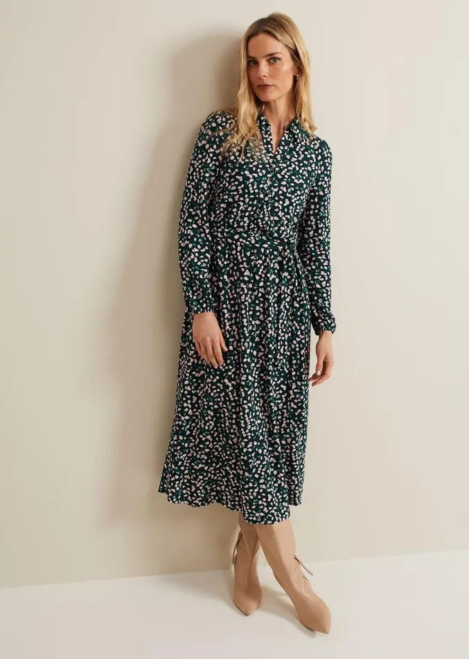Loretta Midi Dress Green Multi Women Phase Eight Dresses