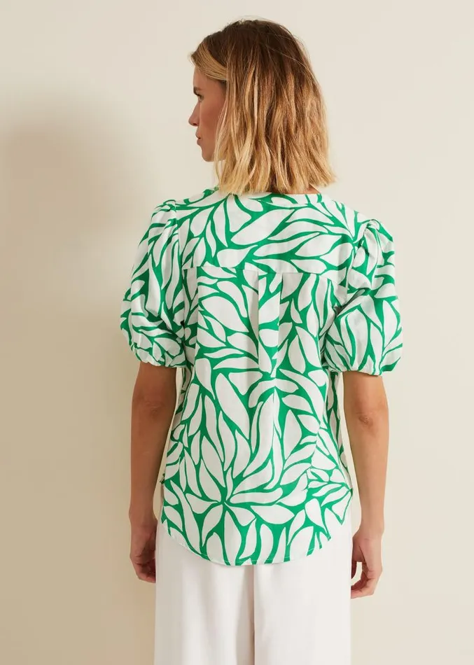 Louanna Linen Printed Shirt Greenivory Women Phase Eight Shirts and Blouses