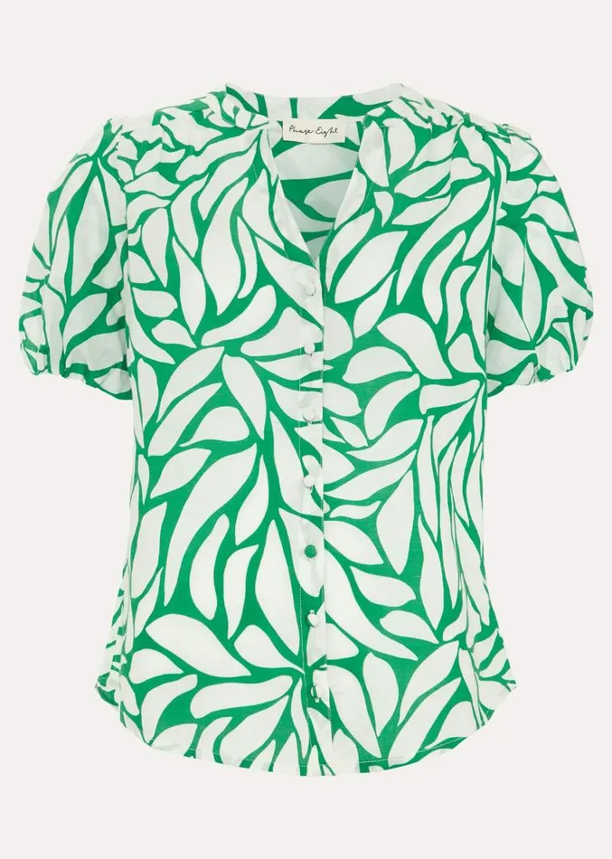 Louanna Linen Printed Shirt Greenivory Women Phase Eight Shirts and Blouses