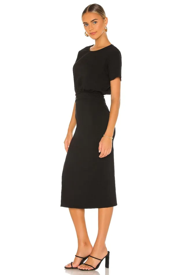 Lovers and Friends Dresses Women Easy Ruched Midi Dress Black Lovers and Friends Dresses Women Easy Ruched Midi Dress Black