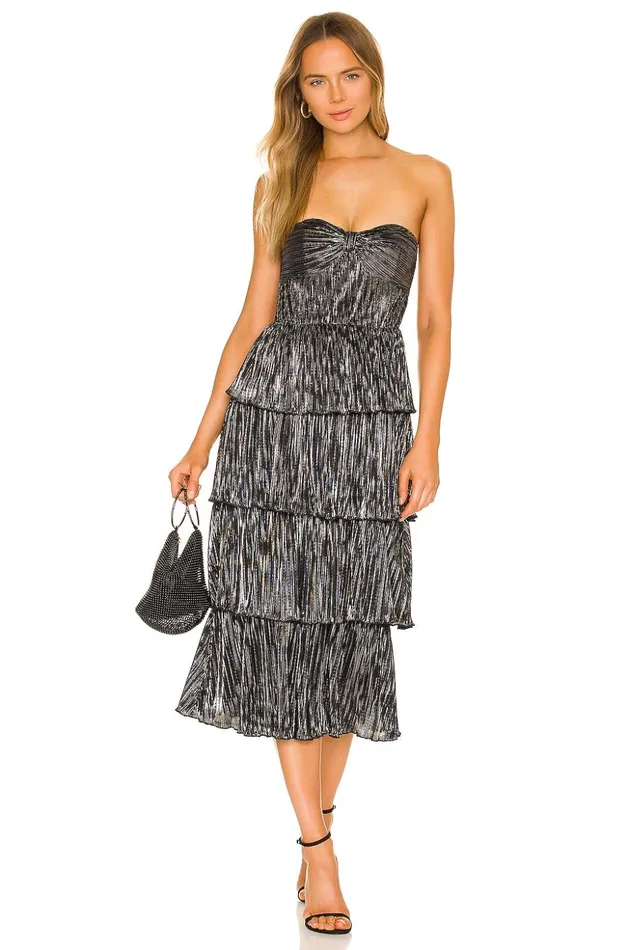 Lovers and Friends Dresses Women Mya Midi Dress Pewter Lovers and Friends Dresses Women Mya Midi Dress Pewter