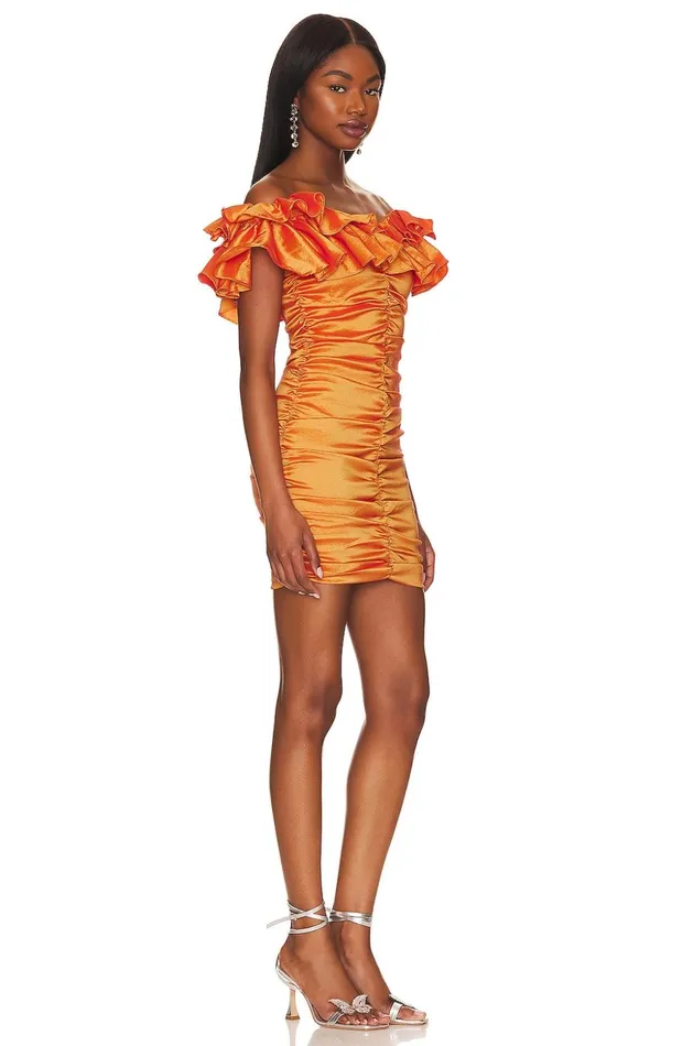 Lovers and Friends Dresses Women Nikolina Ruched Dress Orange Lovers and Friends Dresses Women Nikolina Ruched Dress Orange