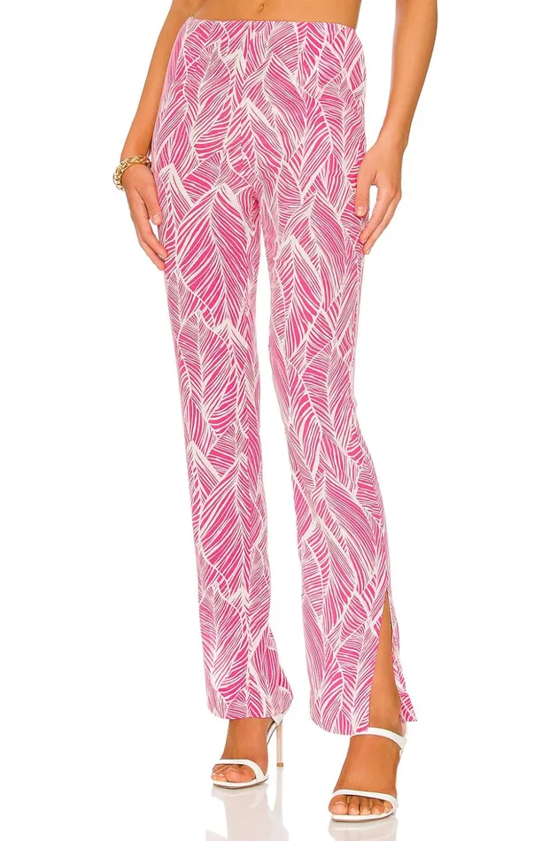 Lovers and Friends Pants Women Makena Pant Fuchsia Leaf Print