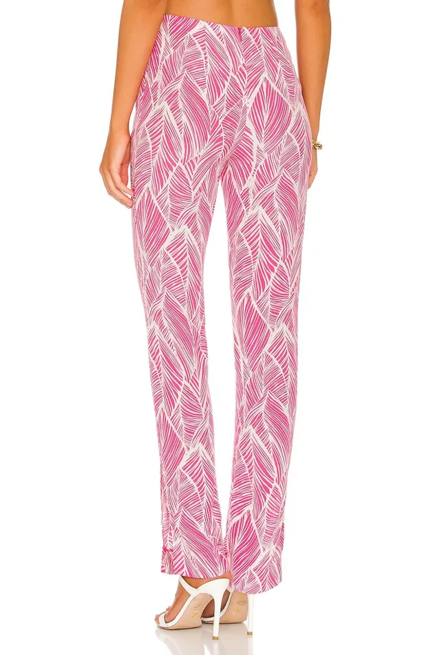 Lovers and Friends Pants Women Makena Pant Fuchsia Leaf Print Lovers and Friends Pants Women Makena Pant Fuchsia Leaf Print