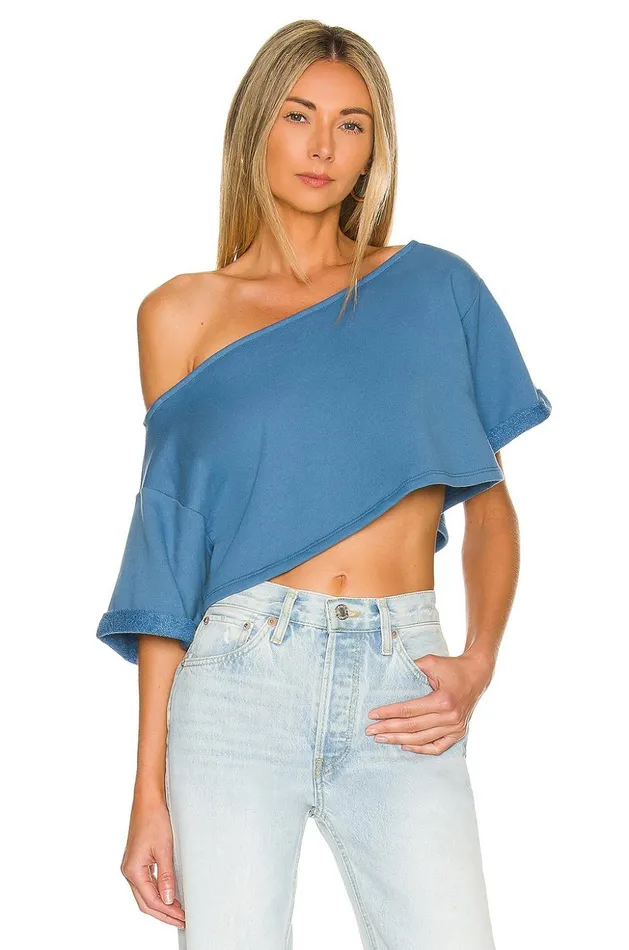 Lovers and Friends Tops Women Cropped Off Shoulder Top Soft Navy