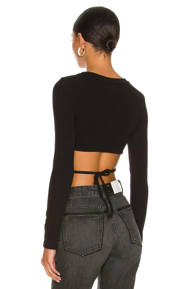 Lovers and Friends Tops Women Waist Tie Tee Black Lovers and Friends Tops Women Waist Tie Tee Black