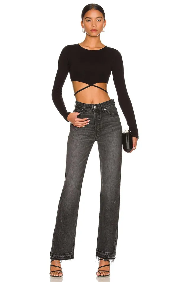 Lovers and Friends Tops Women Waist Tie Tee Black Lovers and Friends Tops Women Waist Tie Tee Black
