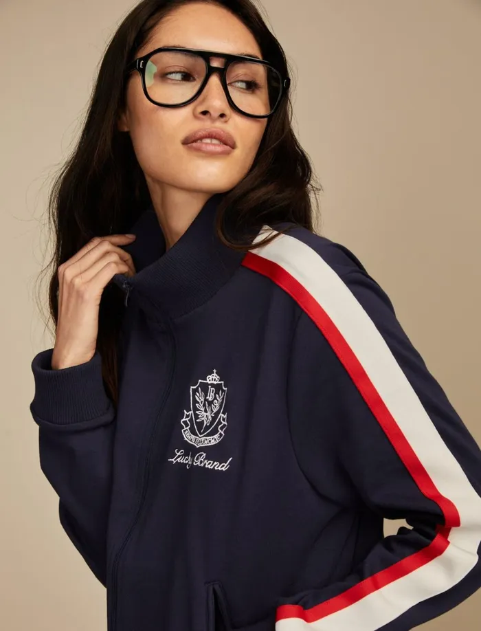 Lucky Brand Activewear Women Terry Track Jacket Naval Academy