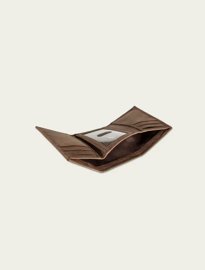 Lucky Brand Bags and Wallets Men Grooved Leather Trifold Wallet Dark Brown