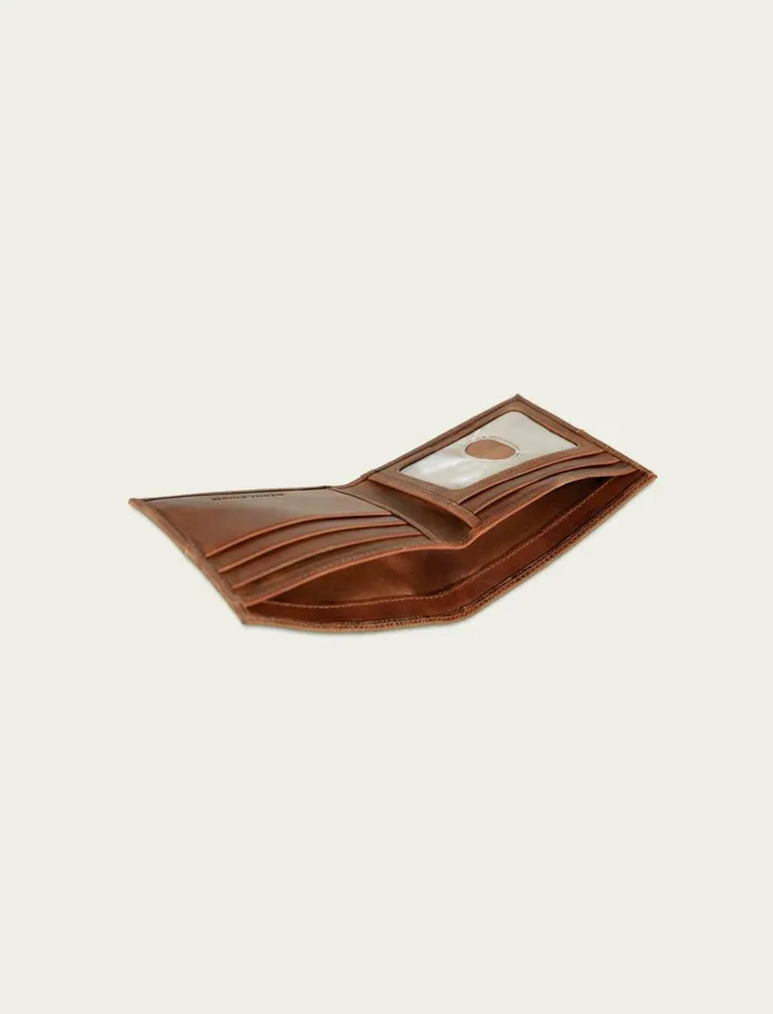 Lucky Brand Bags and Wallets Men Plaid Embossed Leather Bifold Wallet Dark Brown