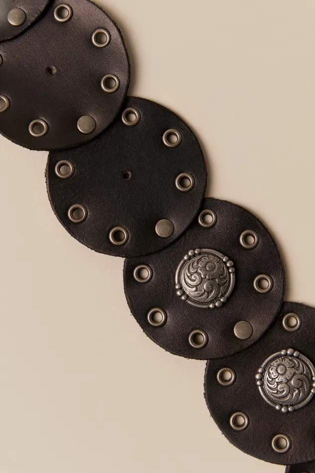 Lucky Brand Belts Women Grommet Concho Belt Black
