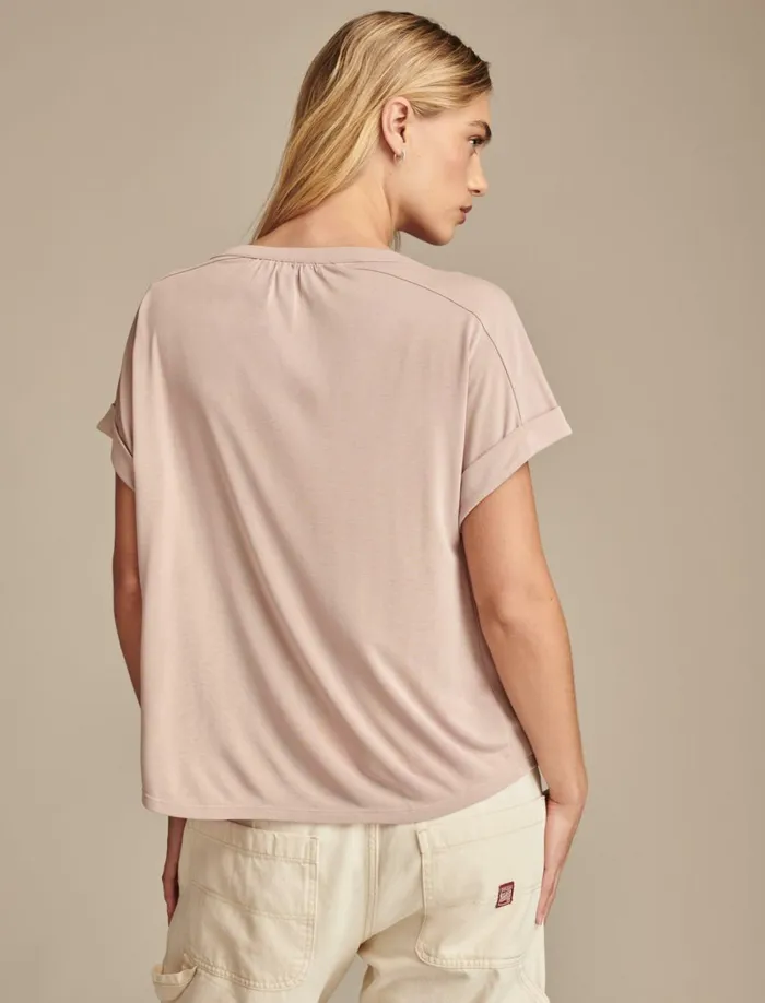 Lucky Brand Blouses Women Sandwash Button Front Top Rose Dust