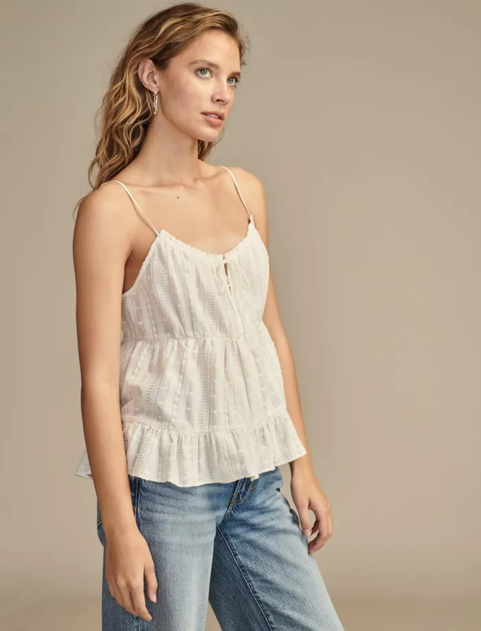 Lucky Brand Blouses Women Tie Front Swing Cami Bright White