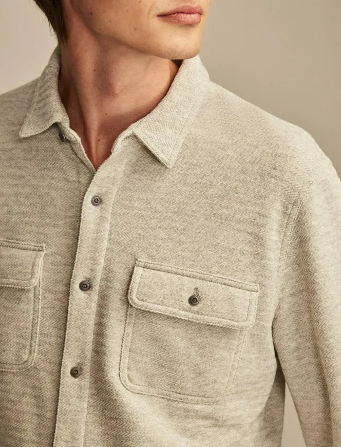 Lucky Brand ButtonDowns Men Brushed Long Sleeve Knit Shirting Heather Grey
