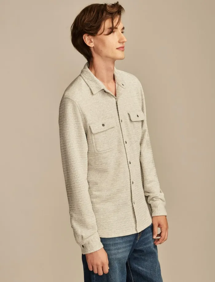 Lucky Brand ButtonDowns Men Brushed Long Sleeve Knit Shirting Heather Grey