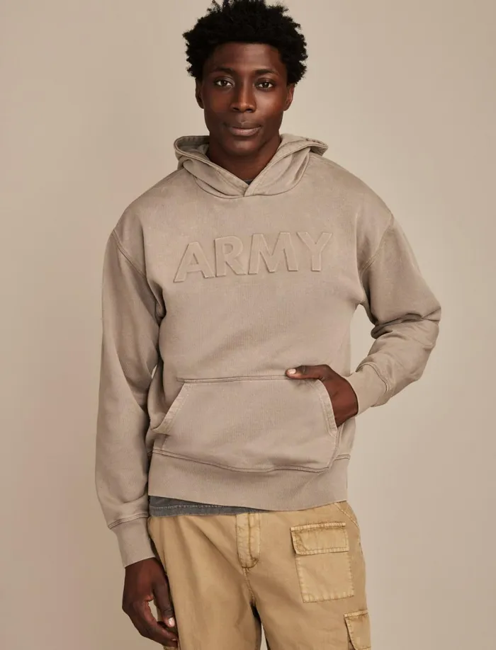 Lucky Brand Graphic Tees Men Army Hood Frost Grey