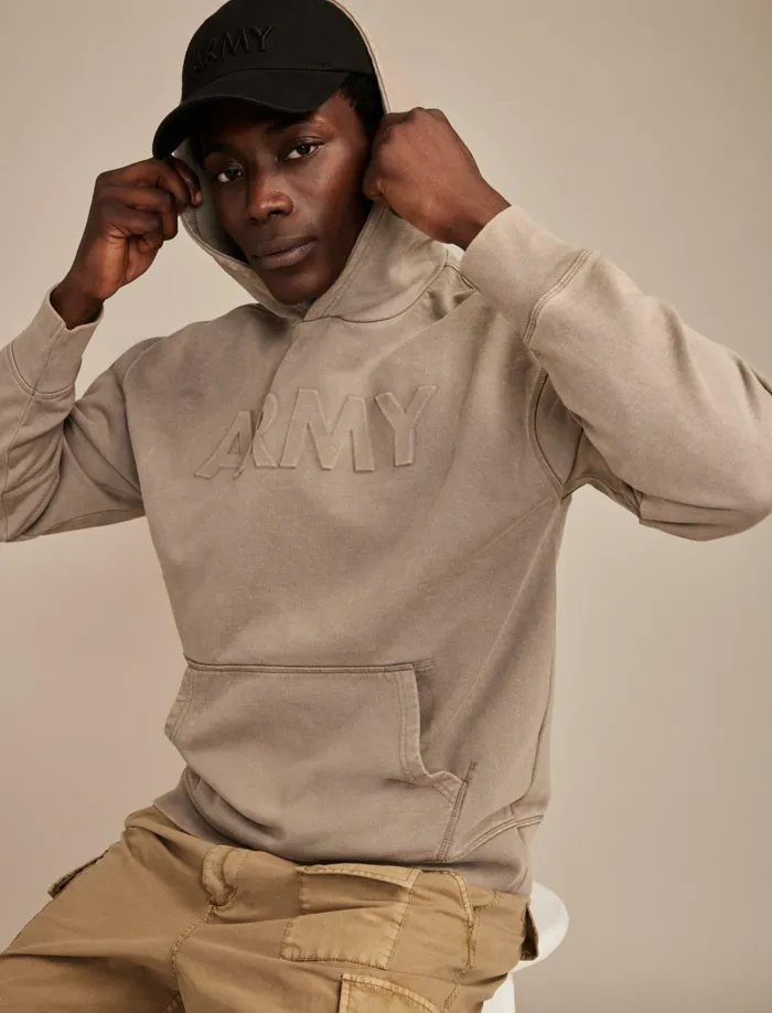 Lucky Brand Graphic Tees Men Army Hood Frost Grey