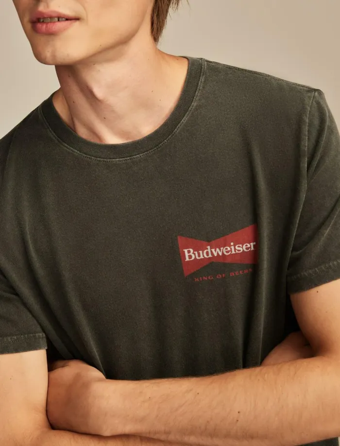 Lucky Brand Graphic Tees Men Budweiser Advert Jet Black