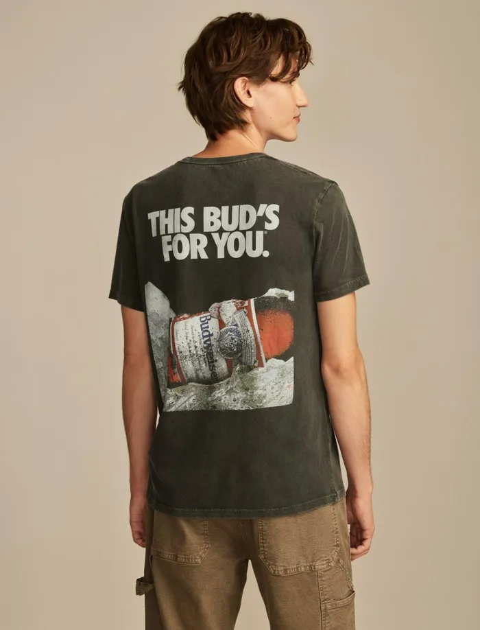 Lucky Brand Graphic Tees Men Budweiser Advert Jet Black