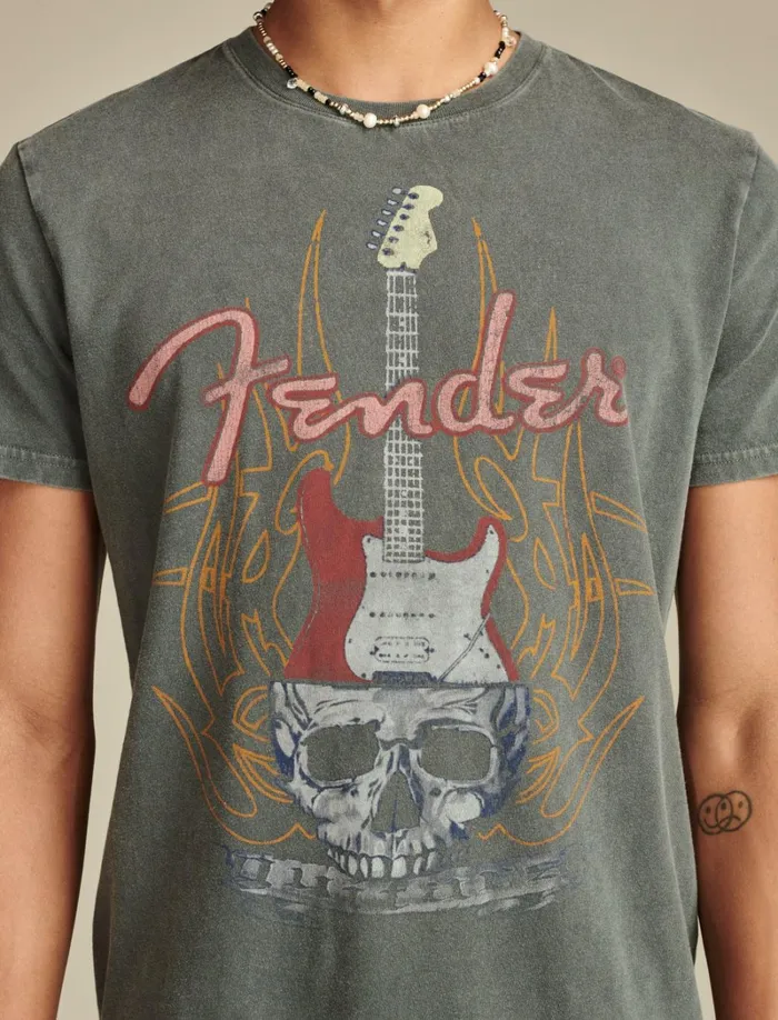 Lucky Brand Graphic Tees Men Fender Skulls Dark Shadow