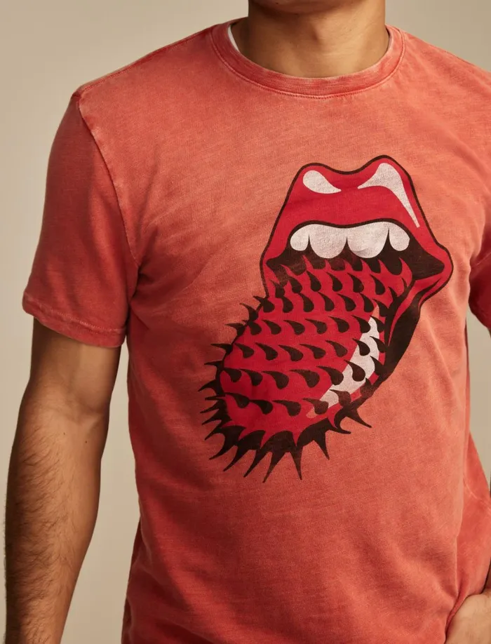 Lucky Brand Graphic Tees Men Rolling Stones Spiked Tongue 6734 Aurora Red