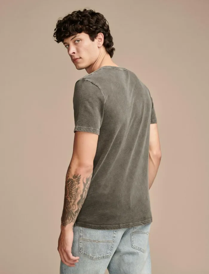 Lucky Brand Graphic Tees Men Skeleton Biker Raven