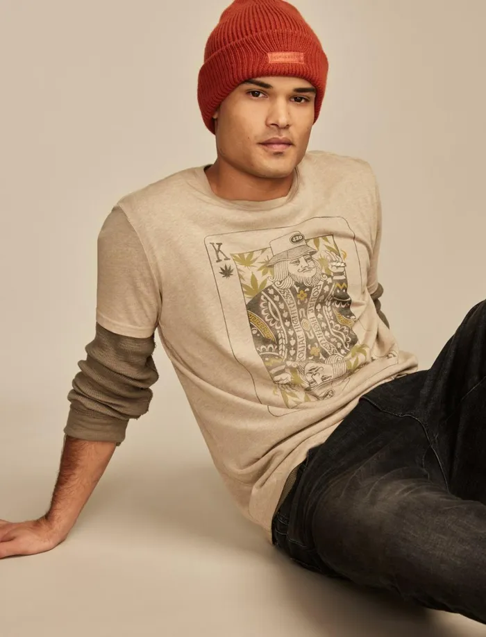 Lucky Brand Graphic Tees Men Weed King Lead Gray