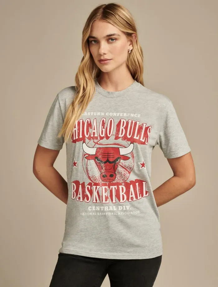 Lucky Brand Graphic Tees Women Bulls Graphic Tee 054 Gray