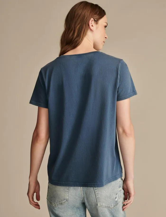 Lucky Brand Graphic Tees Women Lucky Sugar Skull Classic Crew Dark Denim