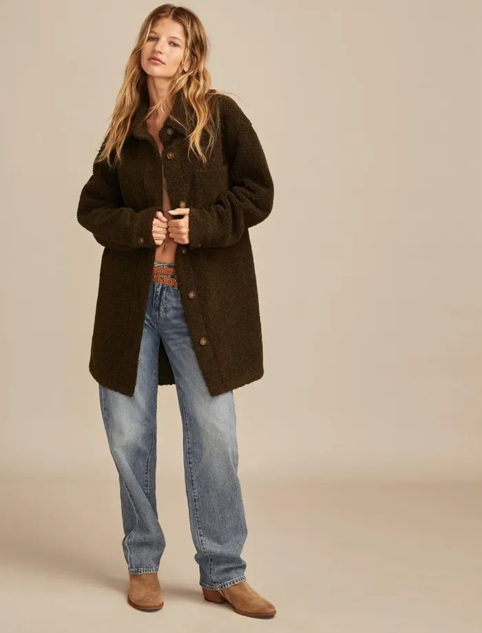 Lucky Brand Jackets and Outerwear Women Oversized Shirt Jacket Olive Wash