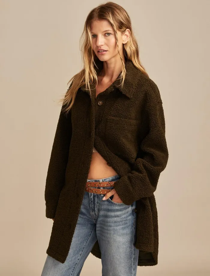 Lucky Brand Jackets and Outerwear Women Oversized Shirt Jacket Olive Wash