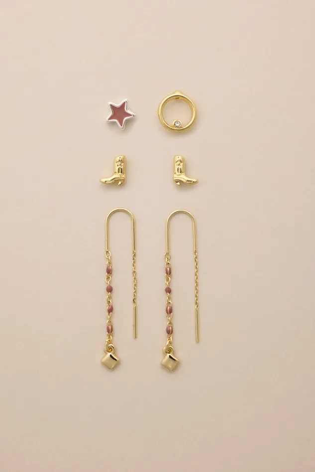 Lucky Brand Jewelry Women Cowboy Boot Earring Set Two Tone