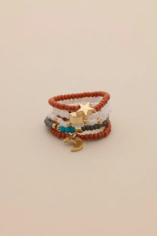 Lucky Brand Jewelry Women Delicate Beaded Ring Stack Gold