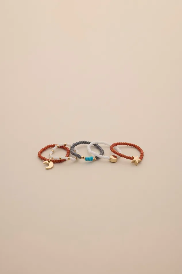 Lucky Brand Jewelry Women Delicate Beaded Ring Stack Gold