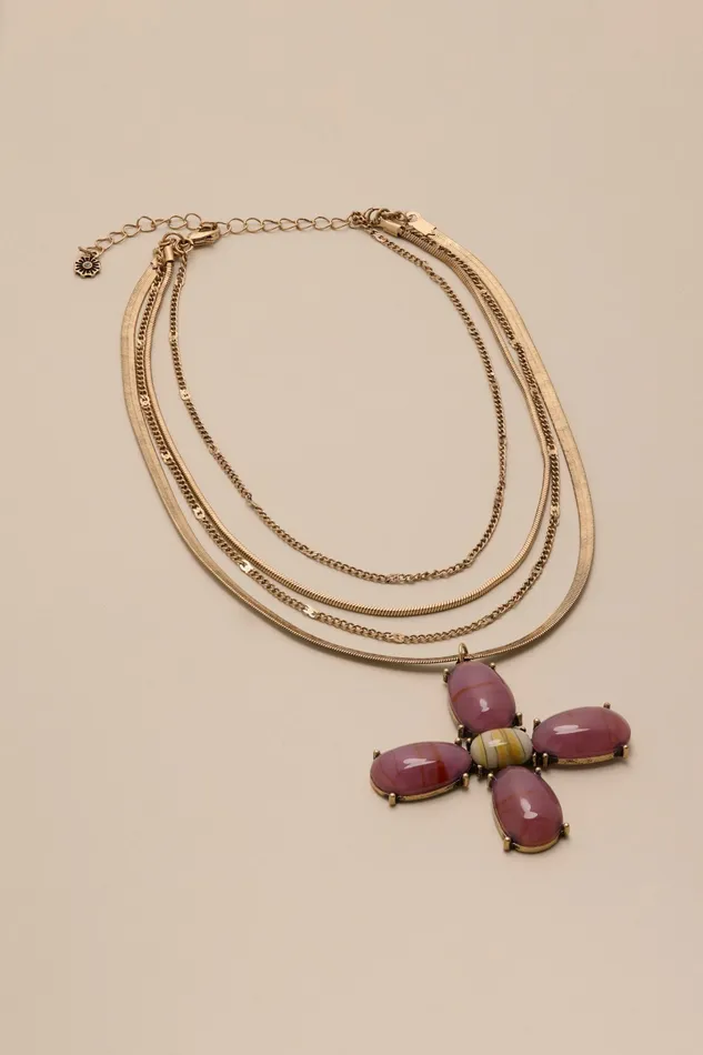Lucky Brand Jewelry Women Statement Layer Necklace W Pendant Gold