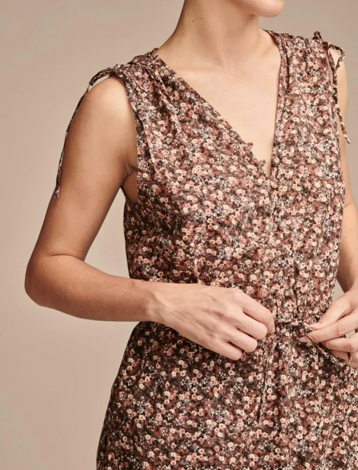 Lucky Brand Jumpsuits and Overalls Women Cinched Floral Romper Peach Whip Multi