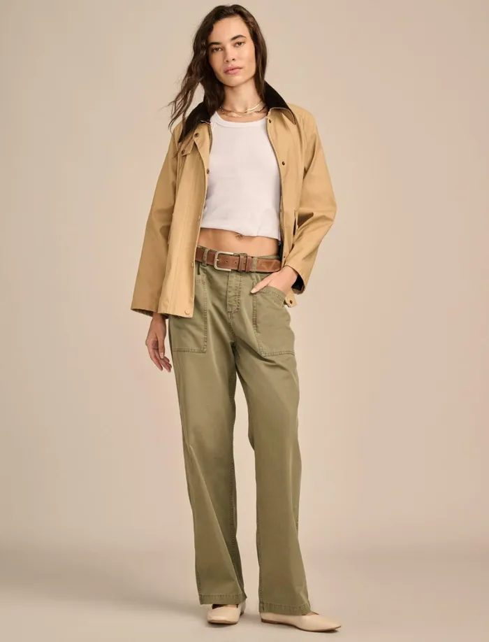Lucky Brand Pants Women Utility Wide Leg Pant Dusty Olive