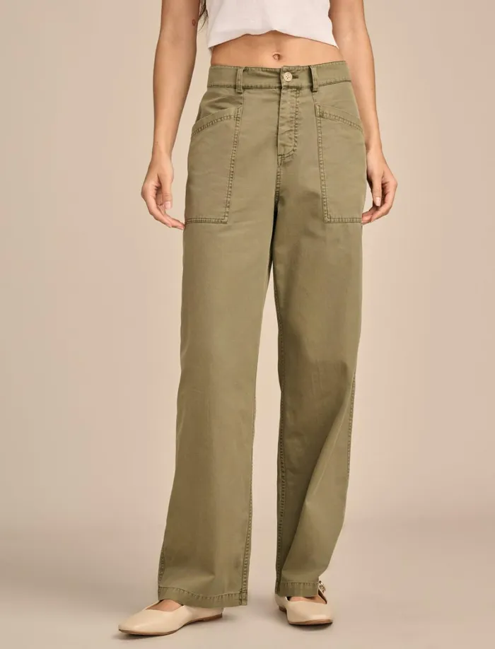 Lucky Brand Pants Women Utility Wide Leg Pant Dusty Olive