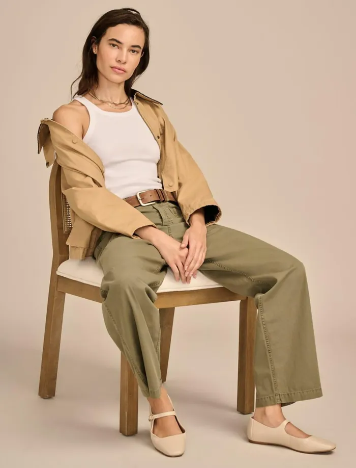 Lucky Brand Pants Women Utility Wide Leg Pant Dusty Olive
