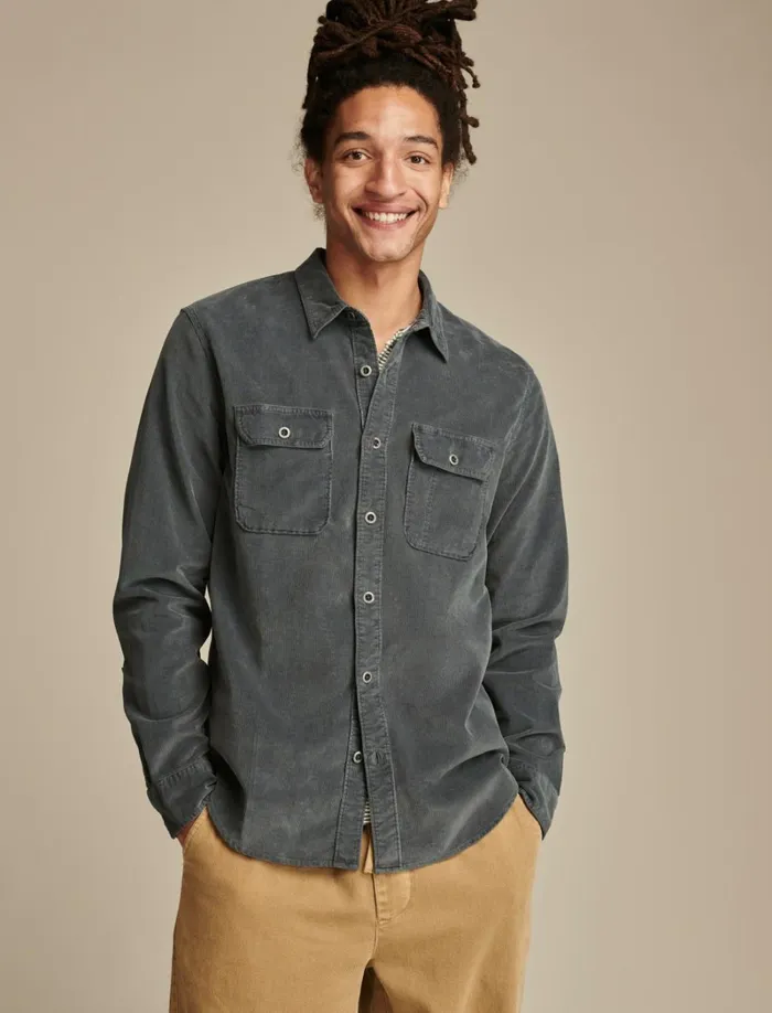 Lucky Brand Shirts and Tops Men Cole Hauser Corduroy Workshirt Dark Slate