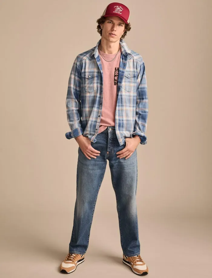 Lucky Brand Shirts and Tops Men Indigo Western Shirt Light Indigo