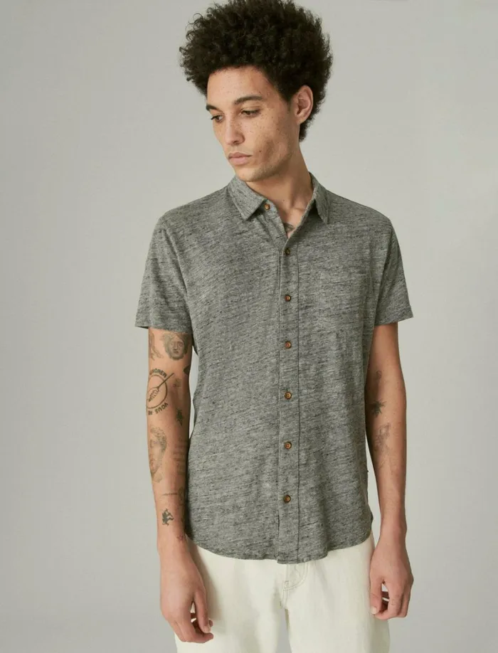Lucky Brand Shirts and Tops Men Linen Button Up Shirt Heather Grey