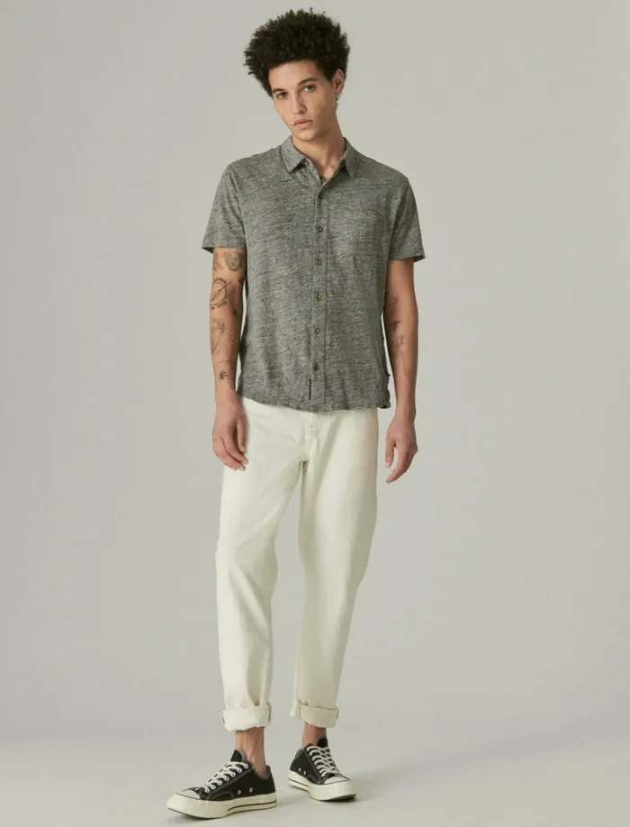 Lucky Brand Shirts and Tops Men Linen Button Up Shirt Heather Grey