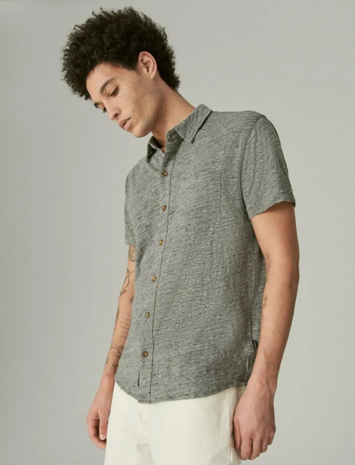 Lucky Brand Shirts and Tops Men Linen Button Up Shirt Heather Grey