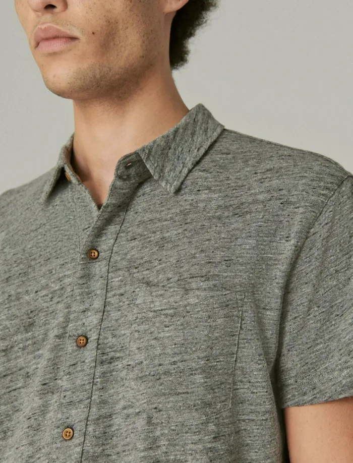 Lucky Brand Shirts and Tops Men Linen Button Up Shirt Heather Grey