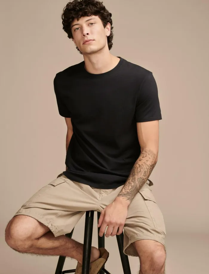 Lucky Brand Shirts and Tops Men Supima Short Sleeve Crew Jet Black