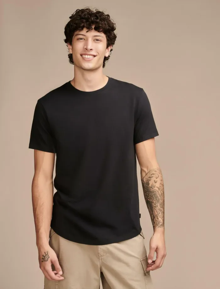 Lucky Brand Shirts and Tops Men Supima Short Sleeve Crew Jet Black